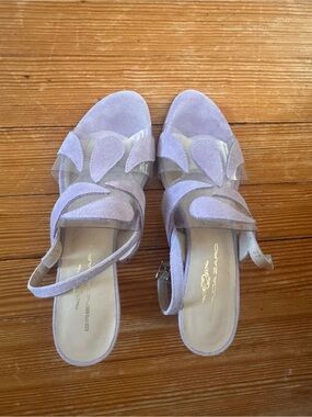 Lavender Suede Petal-Detail Slingback Heels